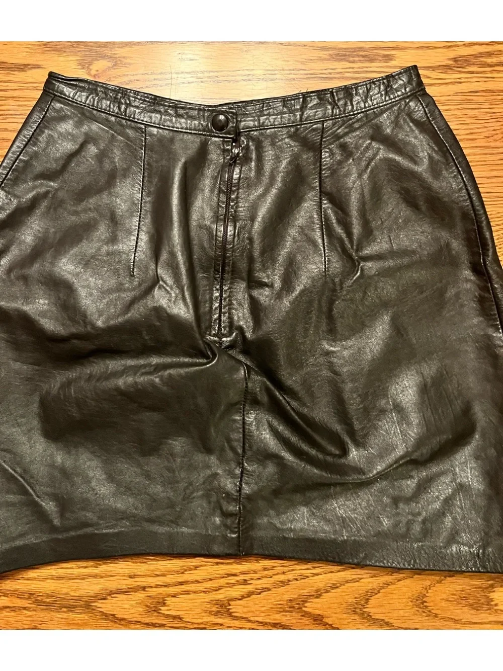 Vintage Black Leather Mini Skirt - Classic Women's Skirt